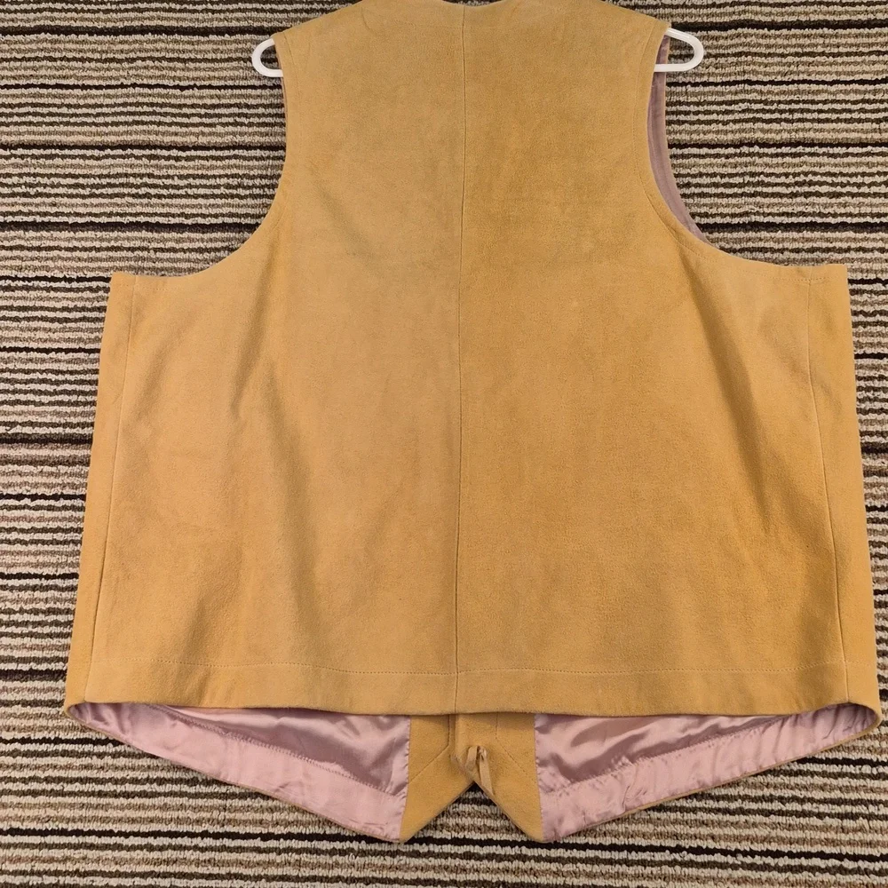CATTLE KATE Tan Brown Western Leather Suede Mens XXL Full Button‎ Vest VTG